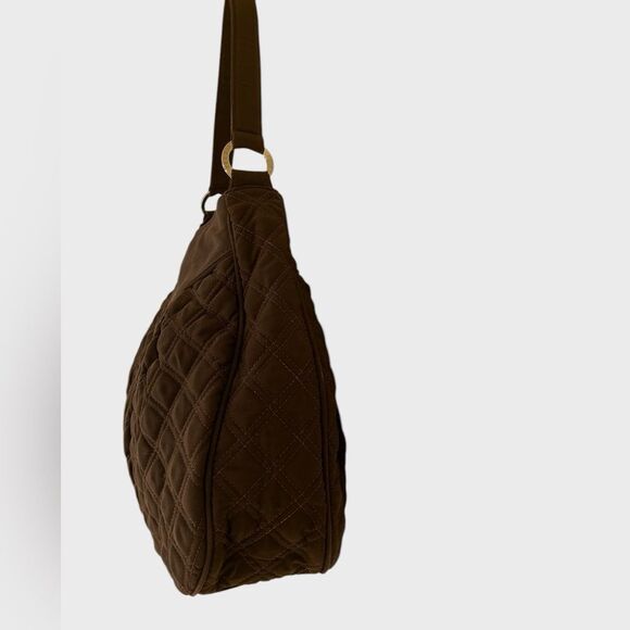 Vera Bradley Brown Espresso Quilted Microfiber Shoulder Handbag Purse Tote - Picture 8 of 10